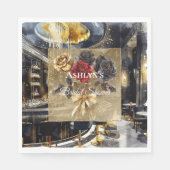 Gold Black Red Night Club Brautparty Serviette (Vorderseite)