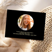 Gold Black Retro Graduation Party Foto Einladung