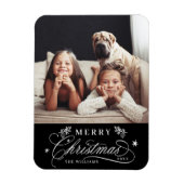Gold & Black Romantic Frohe Weihnachts-Foto Magnet (Vertikal)