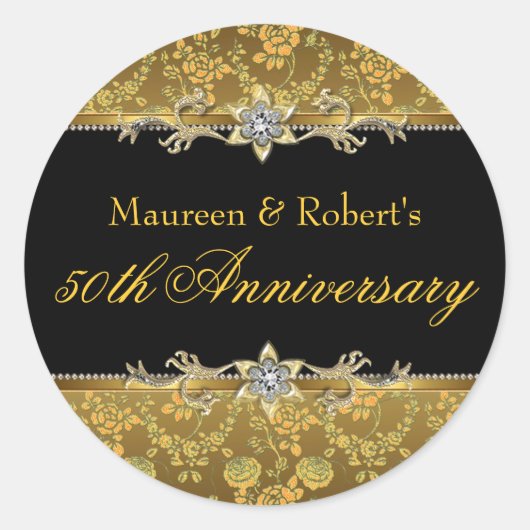 Gold & Black Rose 50 Jahre Sticker (Vorderseite)