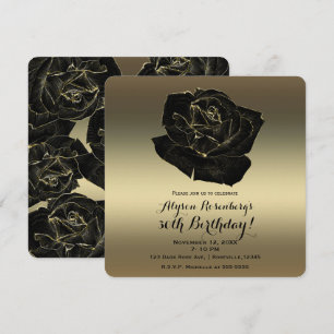 Gold & Black Rose Elegante Classy Geburtstagsparty Einladung