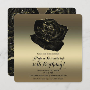 Gold & Black Rose Elegante Classy Geburtstagsparty Einladung