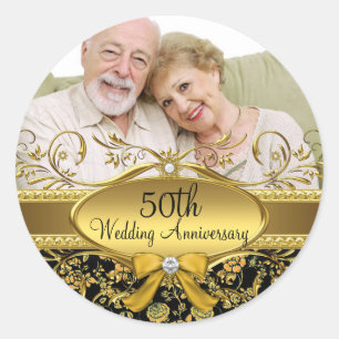 Gold & Black Rose Foto 50 Jahre Sticker