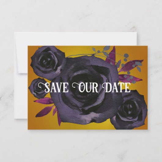 Gold Black Rose Foto Rette unser Datum Einladung (Vorderseite)