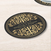 Gold Black Royal Medieval Sword Wedding Runder Pappuntersetzer (Angewinkelt)