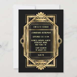 Gold Black-Ruhestand DIY Foto Firmenabschied Einladung
