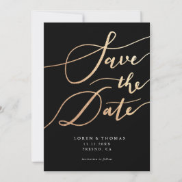 Gold Black Script Typografie Save the Date