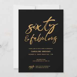 Gold Black Sechzigster 60. Geburtstag Einladung