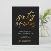 Gold Black Sechzigster 60. Geburtstag Einladung (Stehend Vorderseite)