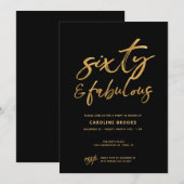 Gold Black Sechzigster 60. Geburtstag Einladung (Vorne/Hinten)