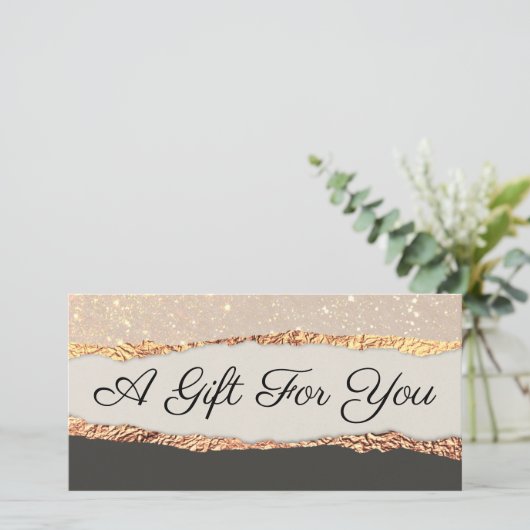 Gold Black Shimmer Paper Geschenkgutschein (Stehend Vorderseite)