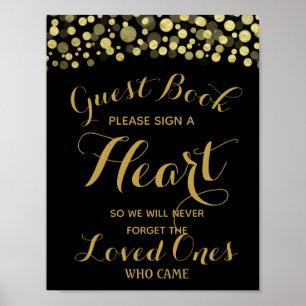 GOLD & BLACK signieren ein Herz-Gast-Gästebuch-Hoc Poster