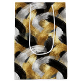 Gold Black Silver Glam Confetti Christmas Mittlere Geschenktüte (Rückseite)