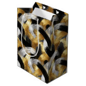 Gold Black Silver Glam Confetti Christmas Mittlere Geschenktüte (Rückseite Schrägansicht)