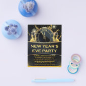 Gold Black Silvester Party Einladung Flyer (Einzeln)