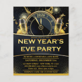 Gold Black Silvester Party Einladung Flyer (Vorne)