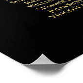 Gold & Black Simple 9 Table Seating Chart Poster (Ecke)