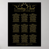 Gold & Black Simple 9 Table Seating Chart Poster (Vorne)