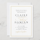 Gold Black Simple Elegance Romantische Script Hoch Einladung (Vorderseite)