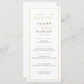 Gold Black Simple Elegance Romantische Script Hoch Menükarte (Vorne/Hinten)