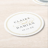 Gold Black Simple Elegance Romantische Script Hoch Runder Pappuntersetzer (Angewinkelt)