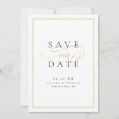 Gold Black Simple Elegance Romantische Script Hoch Save The Date (Vorderseite)