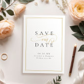 Gold Black Simple Elegance Romantische Script Hoch Save The Date