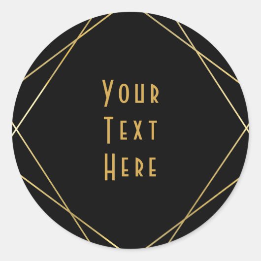 Gold & Black Simple Elegantes Modernes Glam Deko P Runder Aufkleber (Vorderseite)