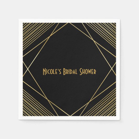 Gold & Black Simple Elegantes Modernes Glam Deko P Serviette (Vorderseite)