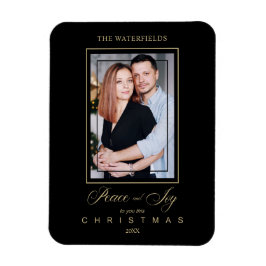 Gold Black Simple Modern Christmas Foto Family Magnet