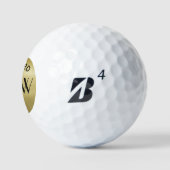 Gold Black Simple Modern Monogram Golfball (Logo)