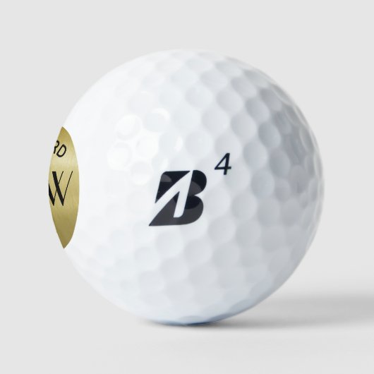 Gold Black Simple Modern Monogram Golfball (Logo)