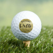 Gold Black Simple Modern Monogram Golfball (Insitu T-Shirt)