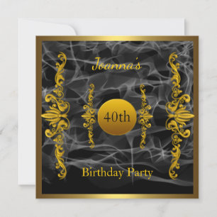 Gold Black Smoke 40. Geburtstag Einladung