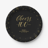Gold & Black Sparkle Cheers 100. Geburtstagsparty Pappteller (Vorderseite)