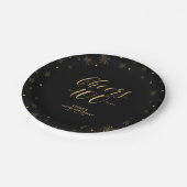 Gold & Black Sparkle Cheers 100. Geburtstagsparty Pappteller (Schrägansicht)