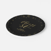 Gold & Black Sparkle Cheers 80. Geburtstagsparty Pappteller (Schrägansicht)