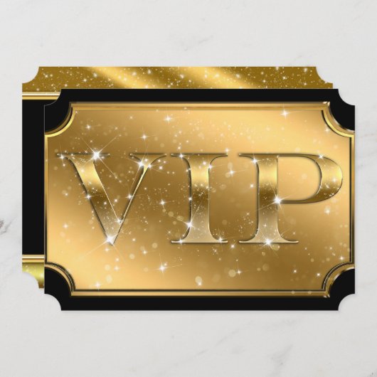 Gold & Black Sparkle Glam VIP Party Event Ticket Einladung (Vorne/Hinten)