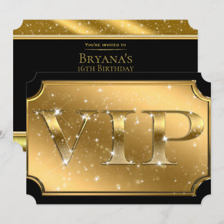 Gold & Black Sparkle Glam VIP Party Event Ticket Einladung