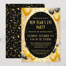 Gold Black Sparkling Stars Silvester Party