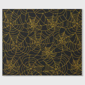 Gold Black Spider Webbing Spiderweb Halloween Geschenkpapier (Flach)