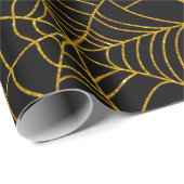 Gold Black Spider Webbing Spiderweb Halloween Geschenkpapier (Rolleneckpunkt)