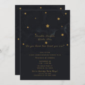 Gold Black Stars Dunkle Nacht Sky Baby Dusche Twin Einladung (Vorne/Hinten)