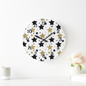 Gold Black Stars Große Wanduhr (Zuhause)