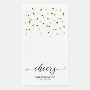 Gold & Black stilvolle Schrift Konfetti Prost Part Serviette