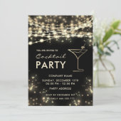 Gold Black String beleuchtet Corporate Cocktail Pa Einladung (Stehend Vorderseite)