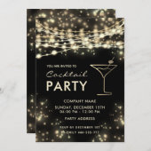Gold Black String beleuchtet Corporate Cocktail Pa Einladung (Vorne/Hinten)