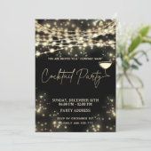 Gold Black String beleuchtet Corporate Cocktail Pa Einladung (Stehend Vorderseite)