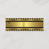Gold Black Stripe Skinny Mini Visitenkarte (Rückseite)