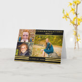 Gold Black Stripes Abschluss 3 Foto Karte (Gelbe Blume)